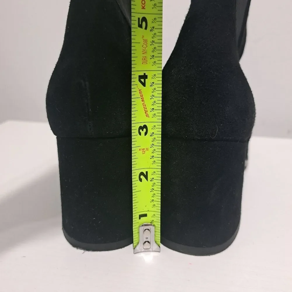 Antonio De Falia Slip On Leather Suede Goth Ankle Boots Block Heel Siz 8 Black